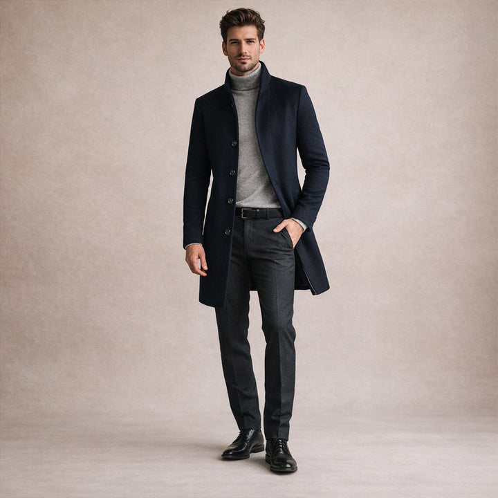 The Collingwood Men's Elegant Wool Blend Single Breasted Winter Trench Coat