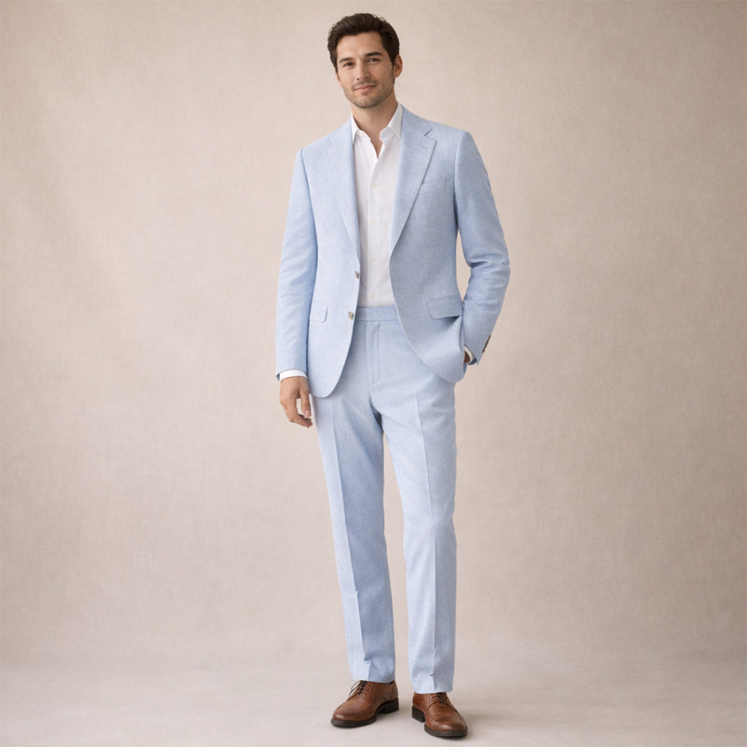The Ashford Ridge Men’s Elegant Linen Wedding Suit – 2 Piece Single Breasted Set