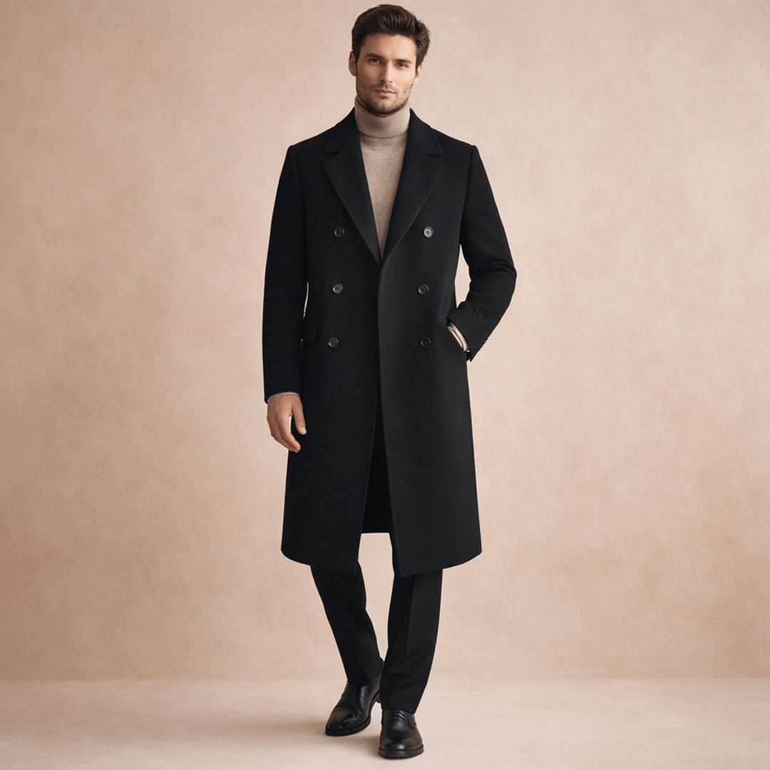The Ravello Men’s Elegant Long Double Breasted Trench Coat