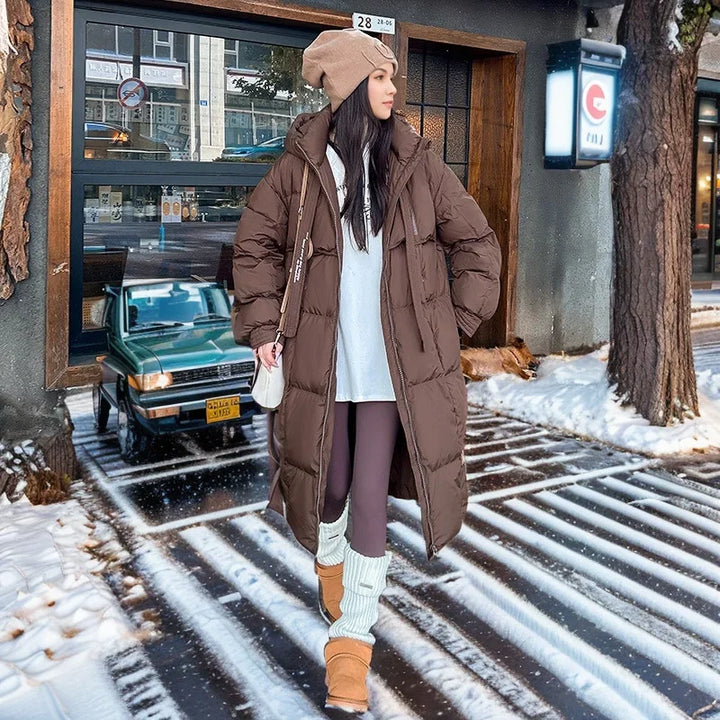 Women's Long Hooded Puffer Coat – Oversized Quilted Winter Jacket