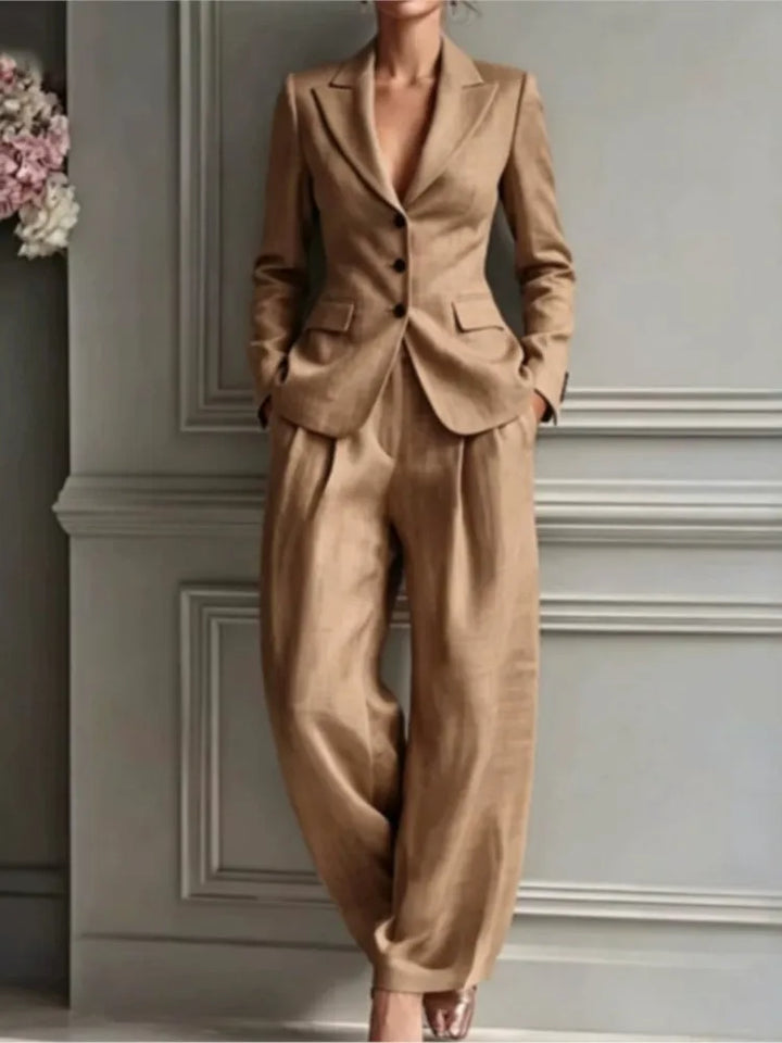 Women's Suit Shirt and Pants Two Piece Set
