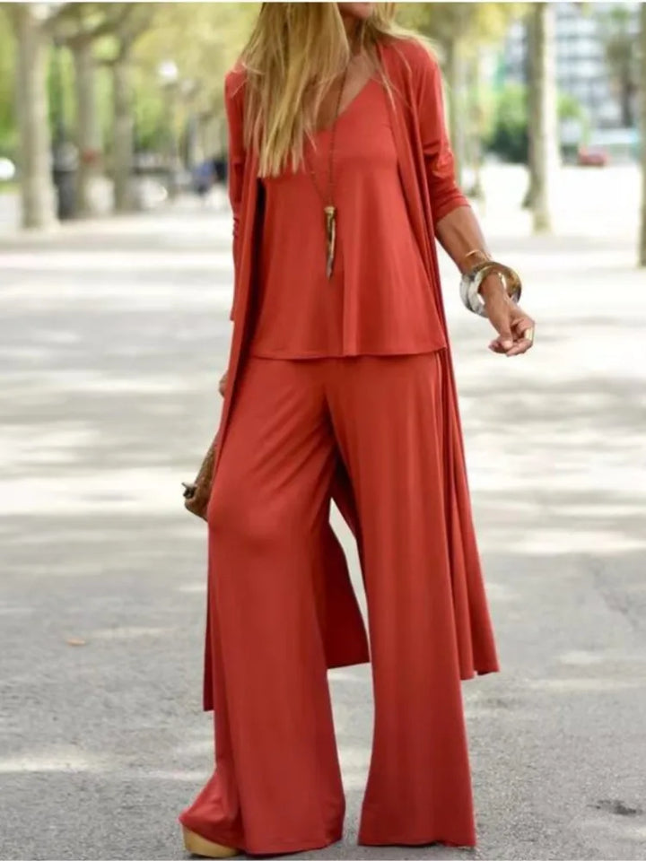 Women's Three Piece Set with Halter Top and Pants