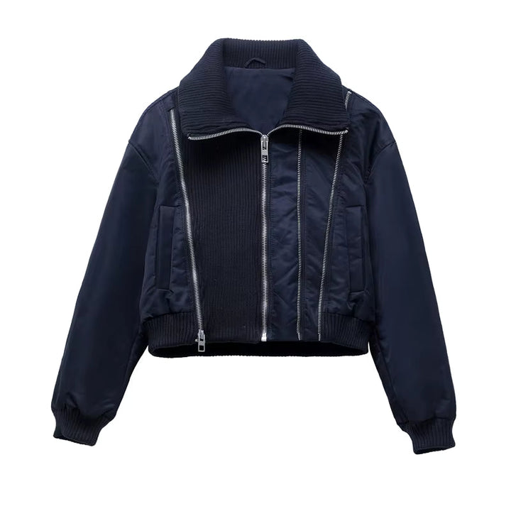 Women's Zip Up Cropped Bomber Jacket