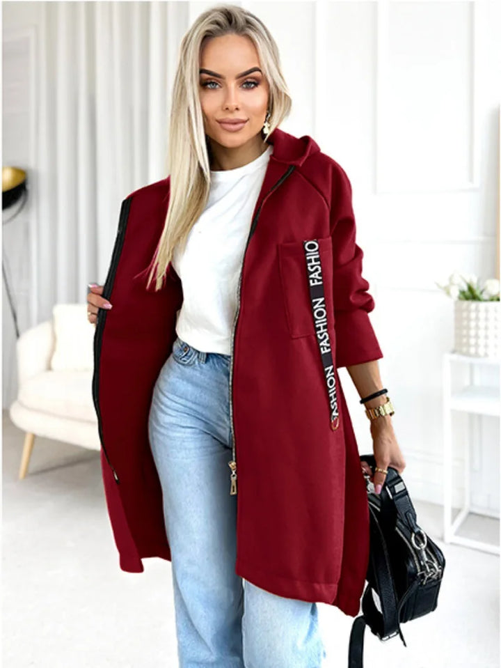 Women's Hooded Fleece Zip Coat, Extra Long