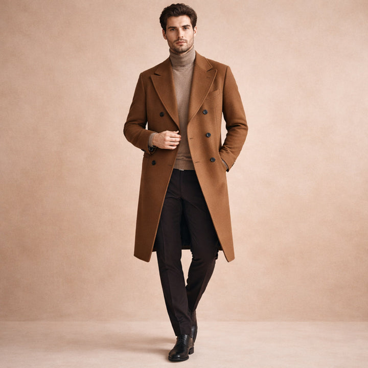 The Ravello Men’s Elegant Long Double Breasted Trench Coat