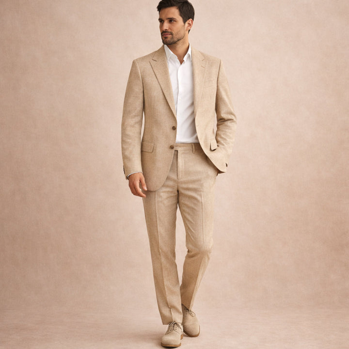 The Pinebrook Ridge Men’s Luxury Linen Wedding Suit – 2 Piece Single Breasted Set