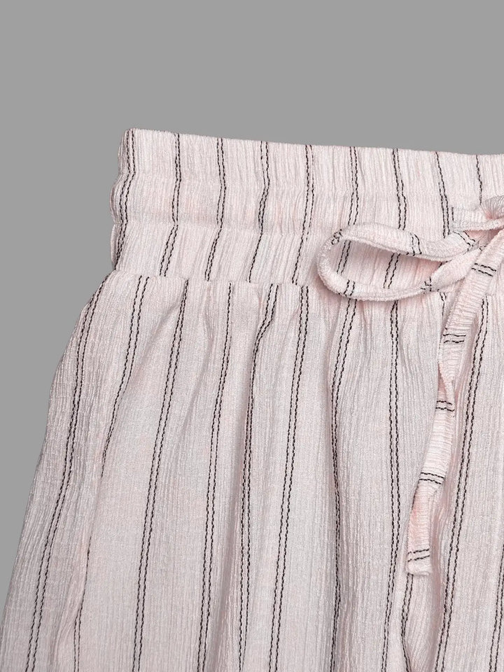 Women's Striped Wide Leg Pants with Belt