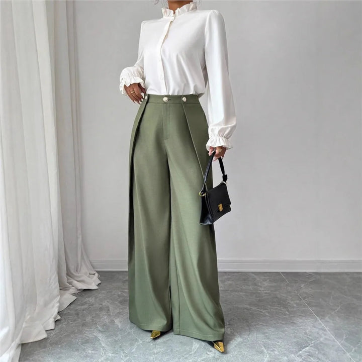 Women's Pleated Wide Leg Trousers, Drapey