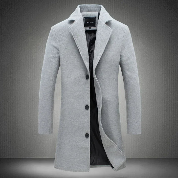 Men's Long Cotton Overcoat – Wool Blend