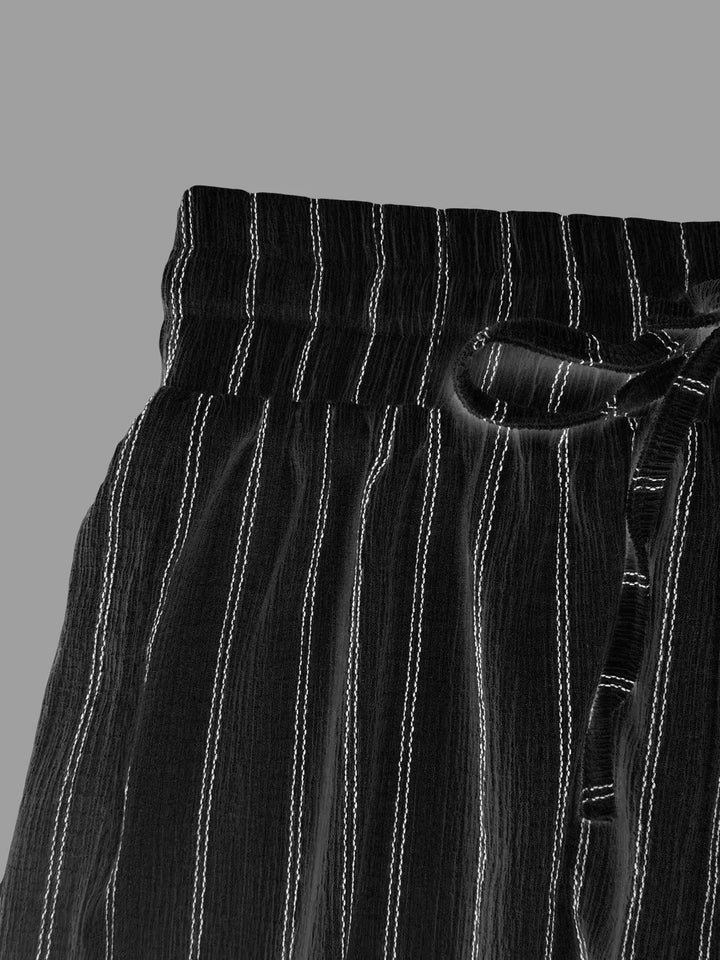 Women's Striped Wide Leg Pants with Belt