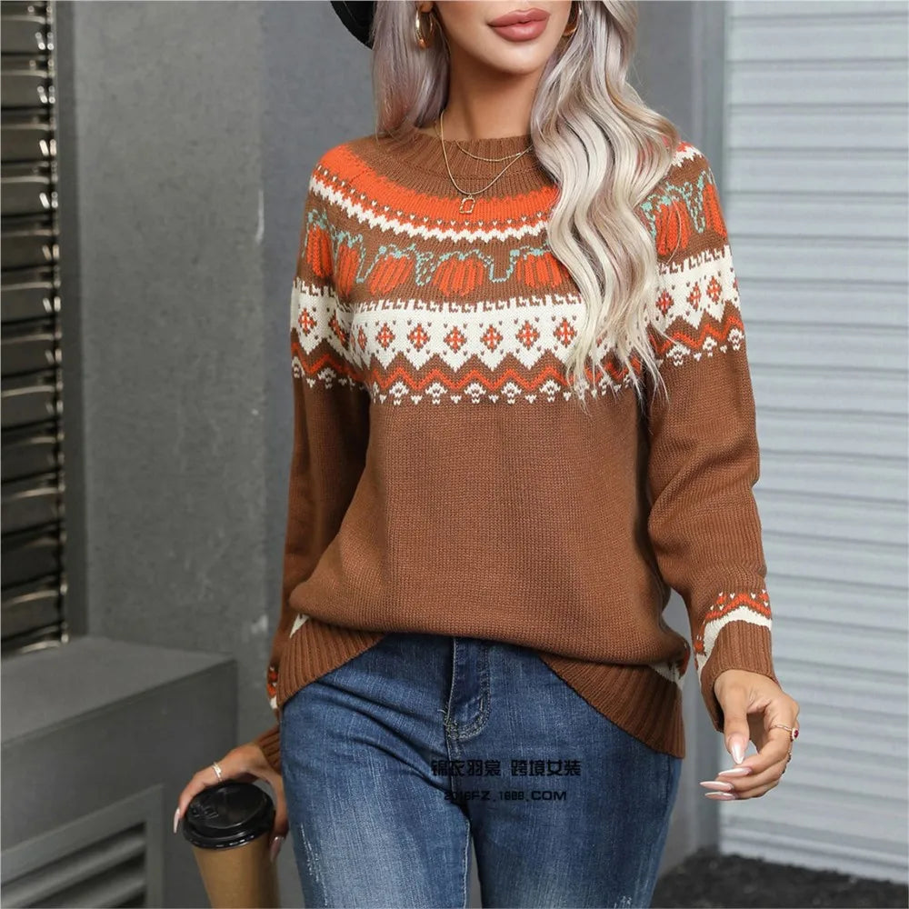 Women's Crew Neck Loose Knit Sweater