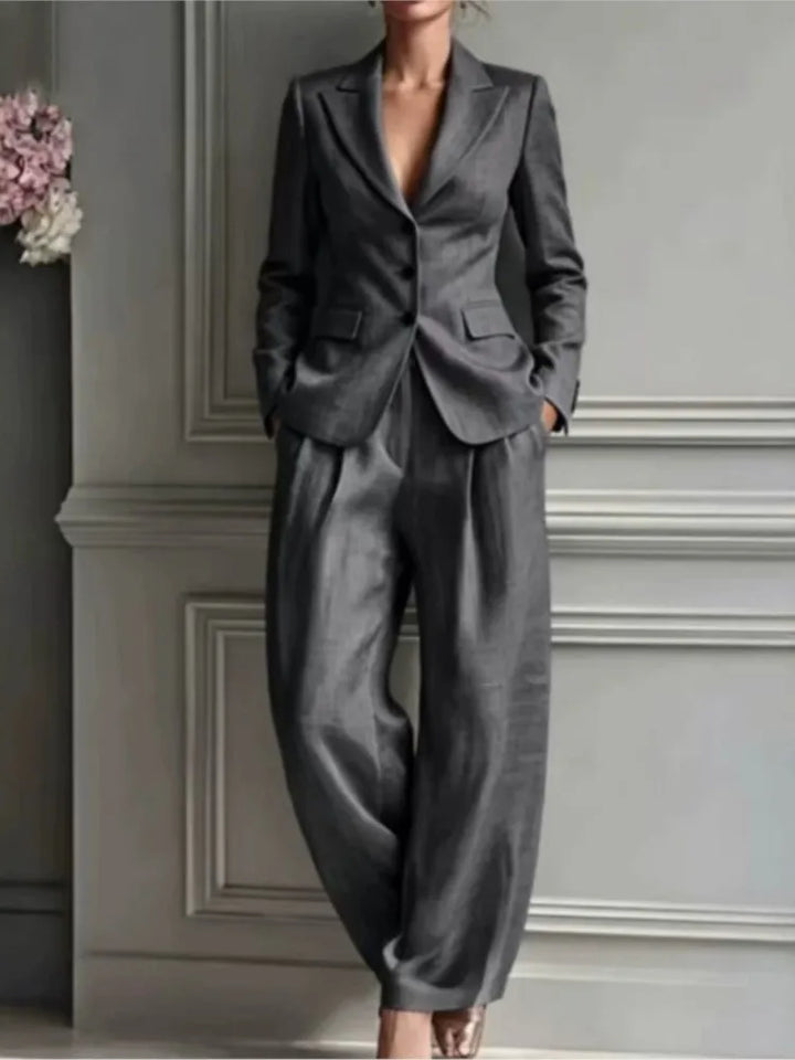 Women's Suit Shirt and Pants Two Piece Set