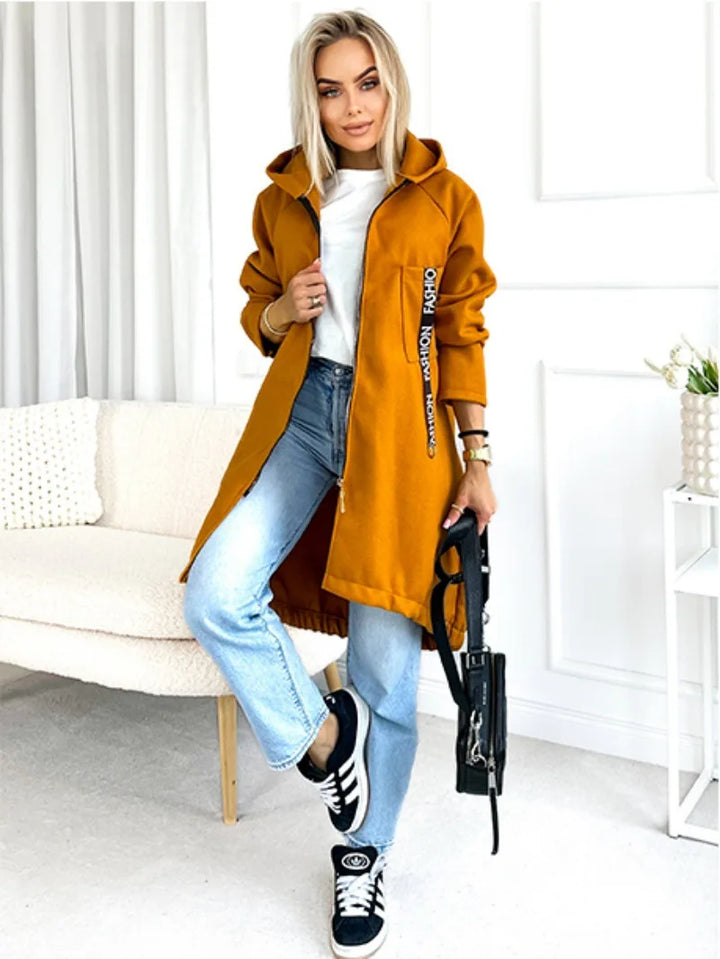 Women's Hooded Fleece Zip Coat, Extra Long