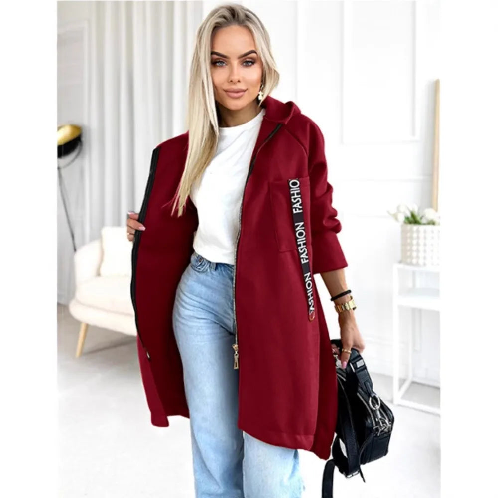 Women's Hooded Fleece Zip Coat, Extra Long