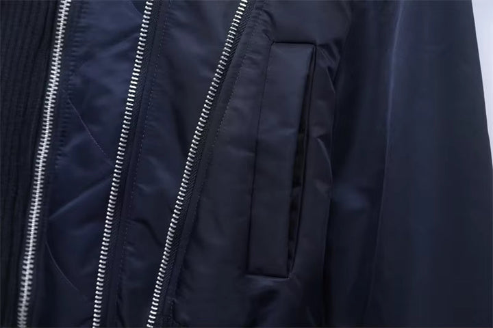 Women's Short Bomber Jacket with Full Zip