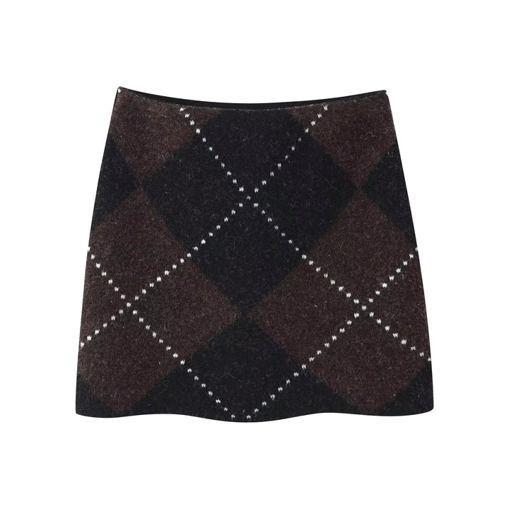 Women's Diamond Pattern Knit Sweater and Skirt Set