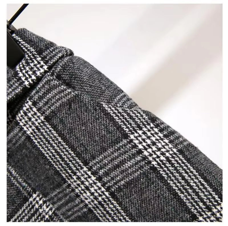 Women's High Waist Plaid A Line Midi Skirt