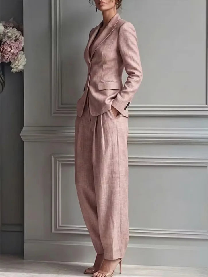 Women's Suit Shirt and Pants Two Piece Set