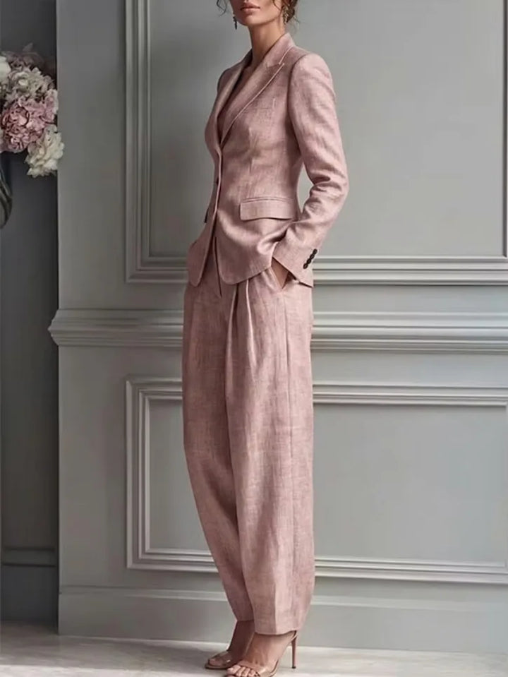 Women's Suit Shirt and Pants Two Piece Set