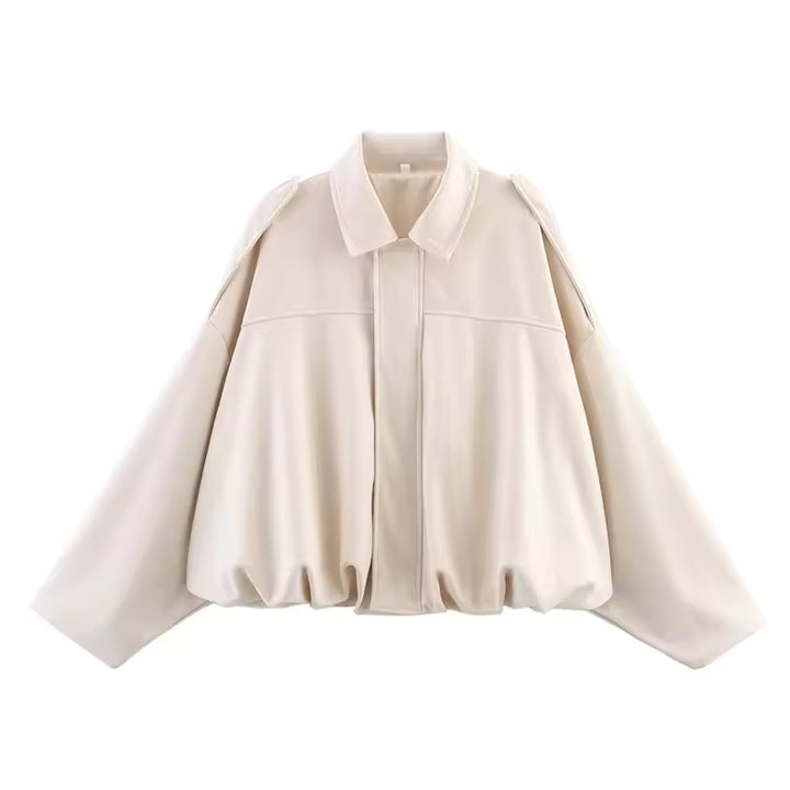 Women's Oversized Turn Down Collar Bomber Jacket
