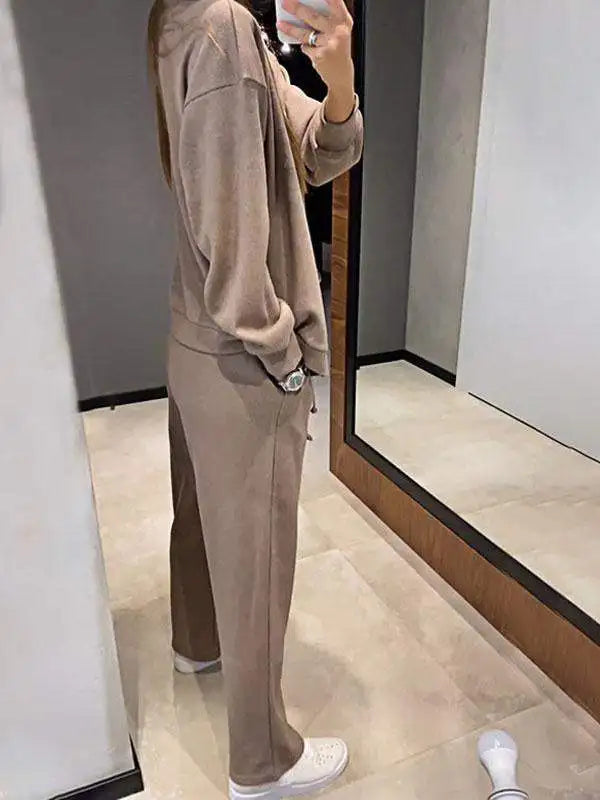 Women's Knit Cardigan and Trousers Two Piece Set