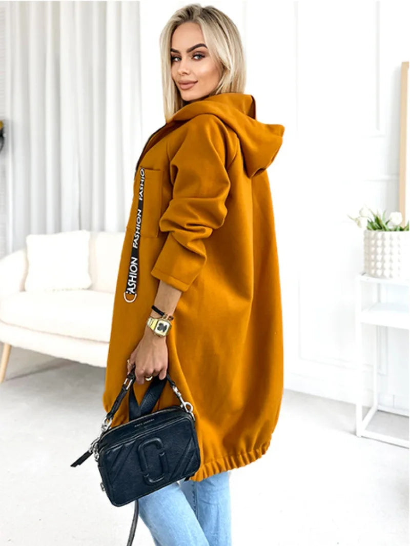 Women's Hooded Fleece Zip Coat, Extra Long