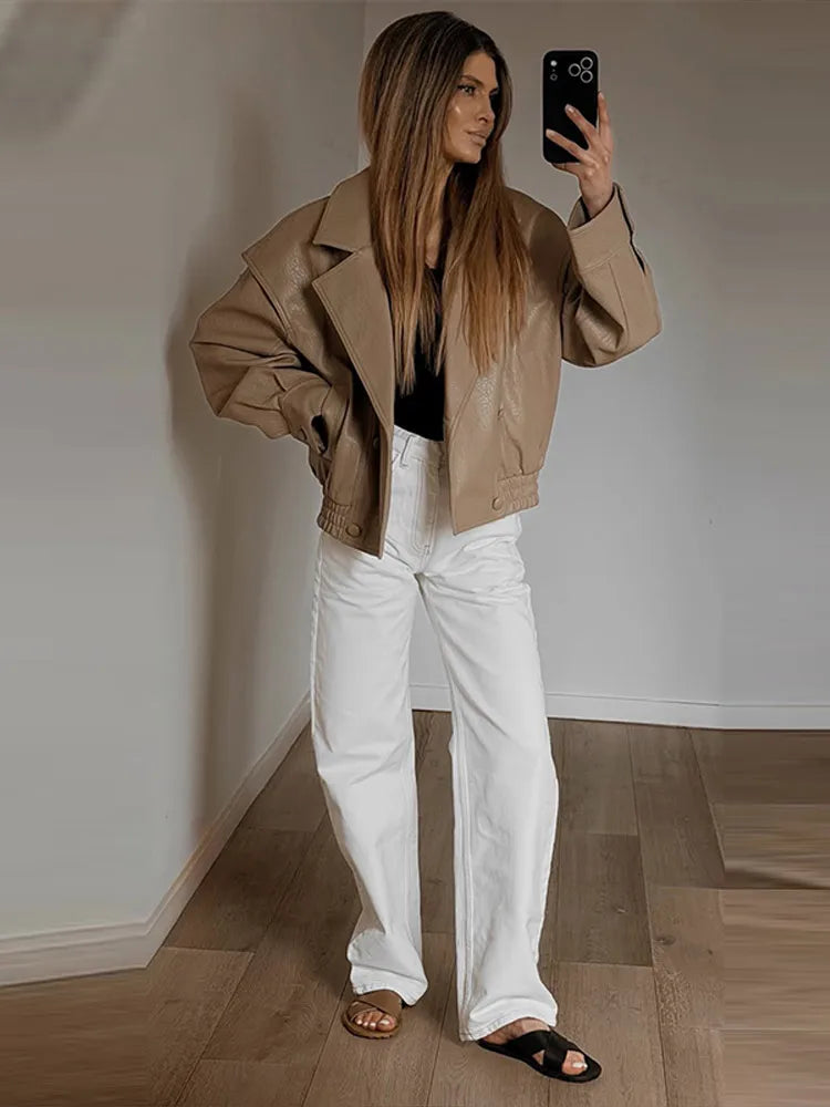 Women's Single Breasted Lapel Jacket with Pockets