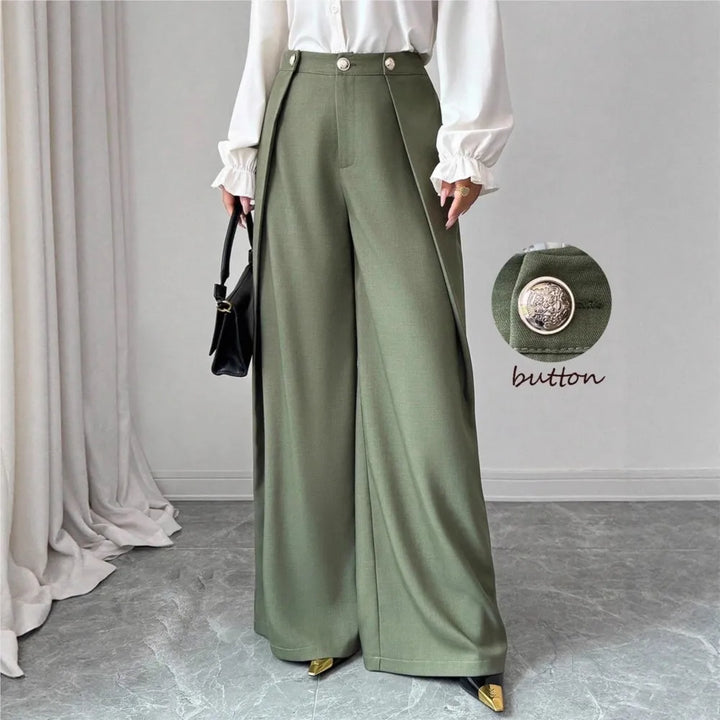 Women's Pleated Wide Leg Trousers, Drapey