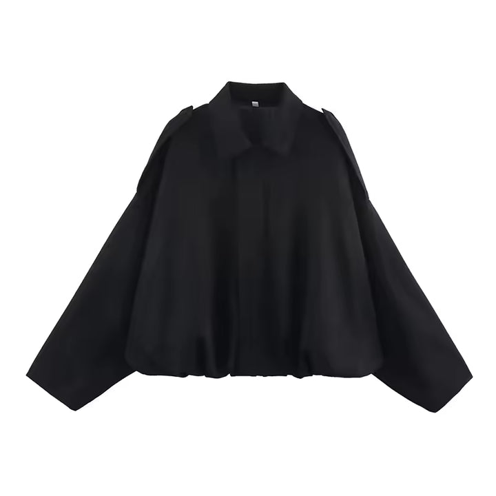 Women's Oversized Turn Down Collar Bomber Jacket