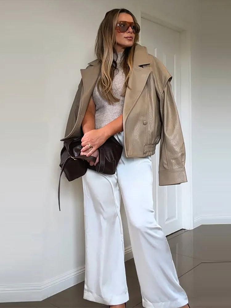 Women's Single Breasted Lapel Jacket with Pockets