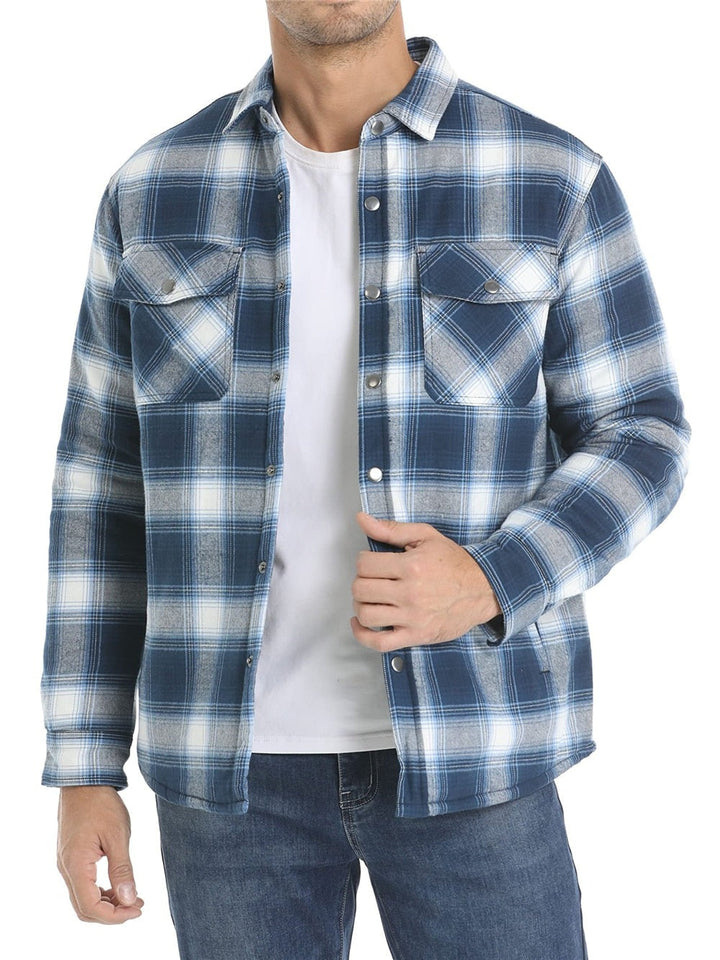 Men's Casual Quilted Flannel Shirt Jacket