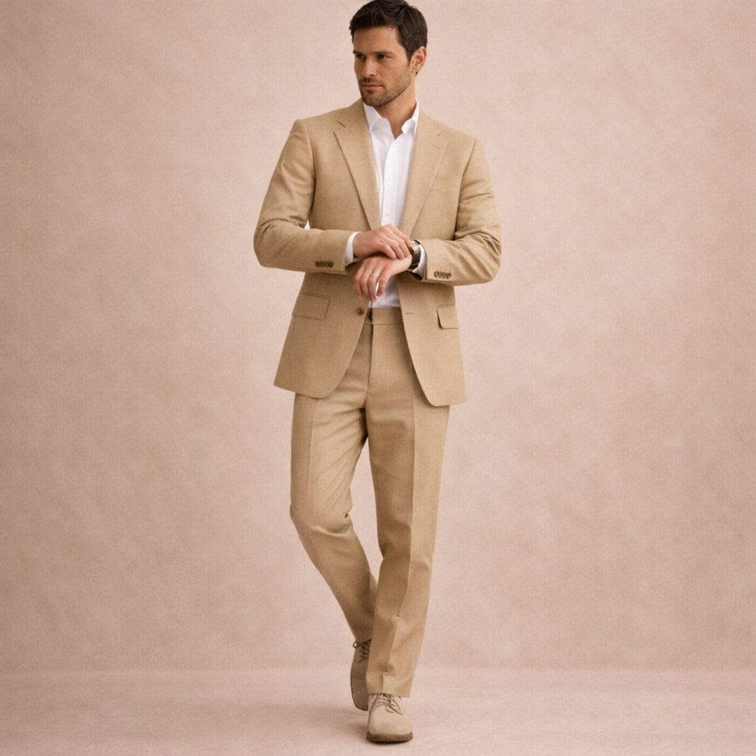 The Pinebrook Ridge Men’s Luxury Linen Wedding Suit – 2 Piece Single Breasted Set