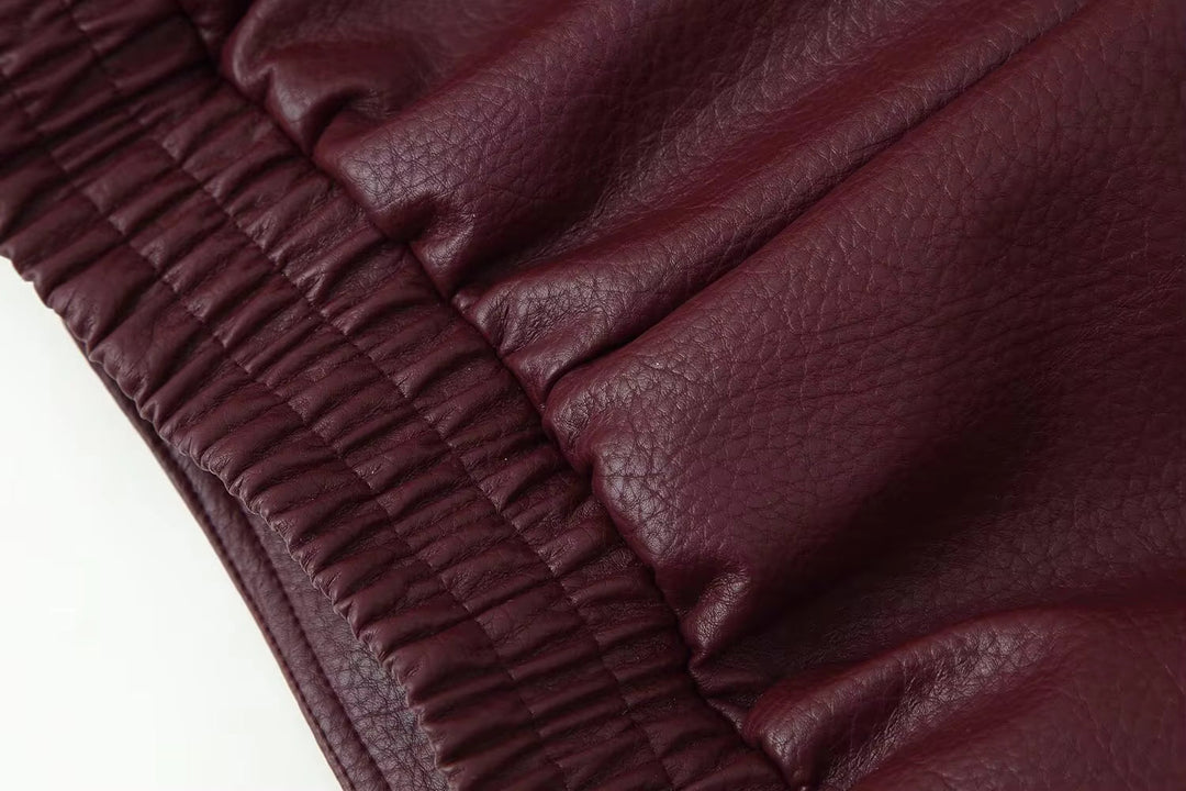 Women's Oversized Fur Collar Jacket — Wine Red