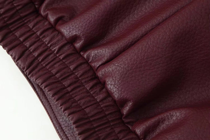 Women's Oversized Fur Collar Jacket — Wine Red