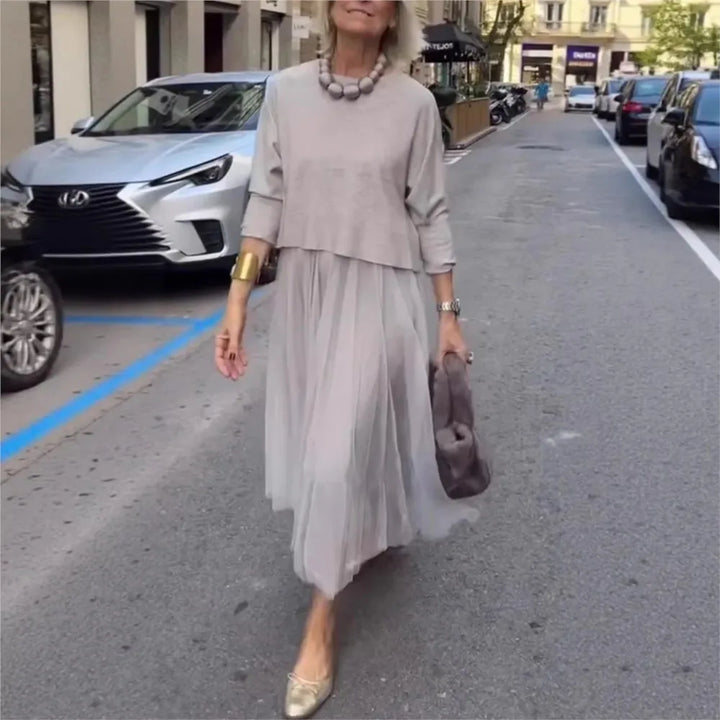 Women's Mesh Panel Ankle Length Dress