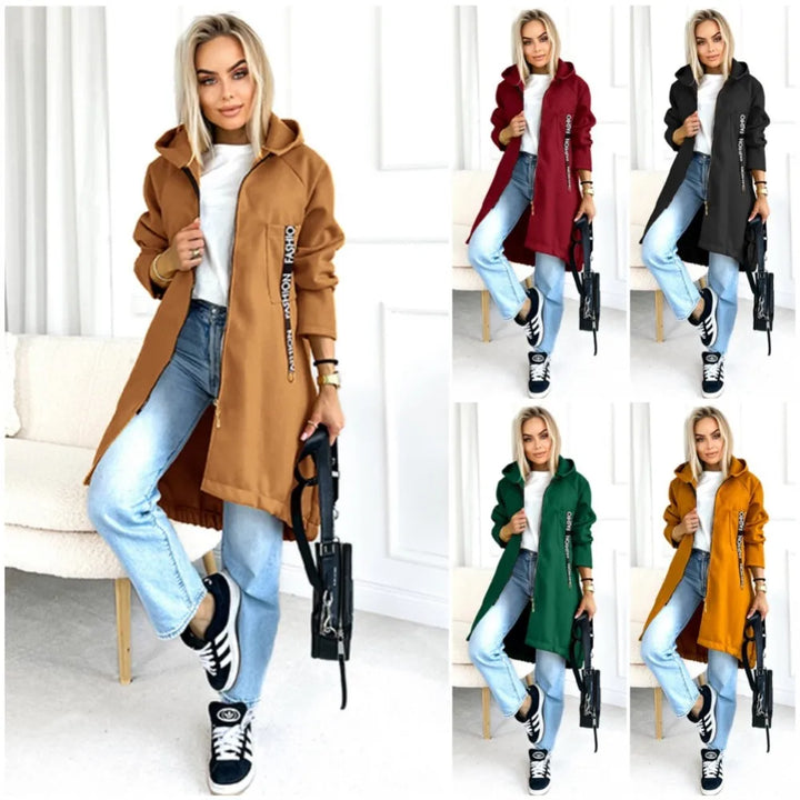 Women's Hooded Fleece Zip Coat, Extra Long
