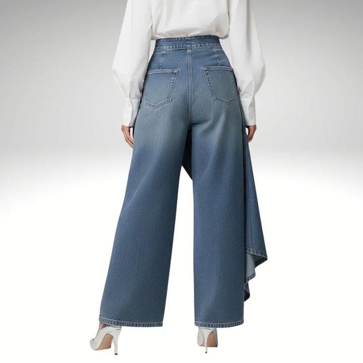 Women's Denim Trousers with Long Button Hem