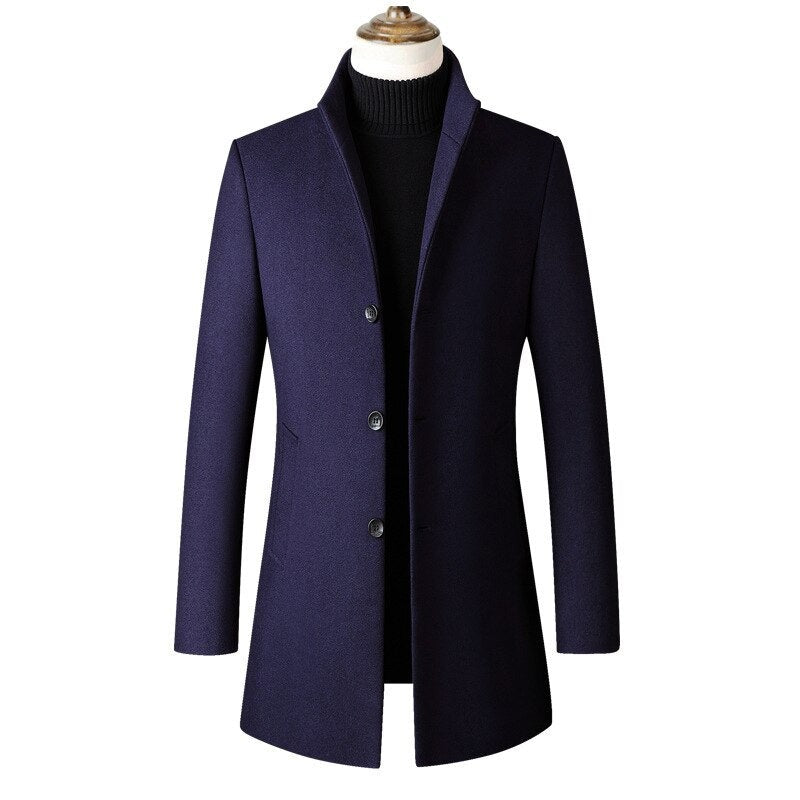 Men's Refined Single Breasted Wool Overcoat