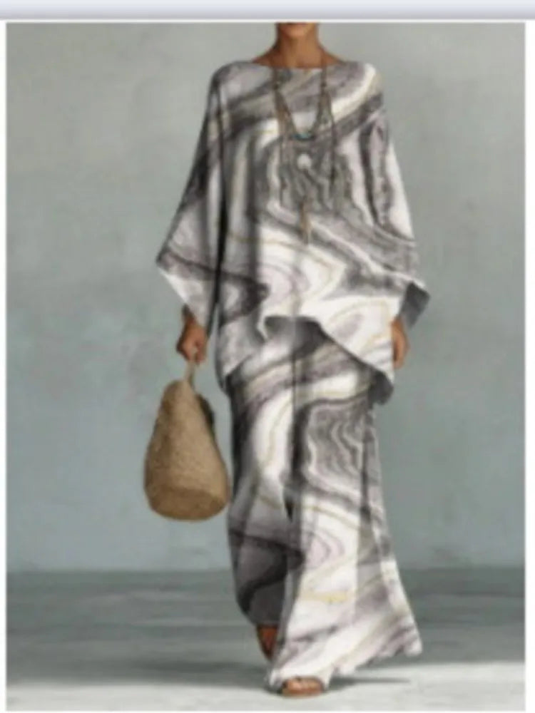Women's Printed Top and Wide Leg Trousers Set