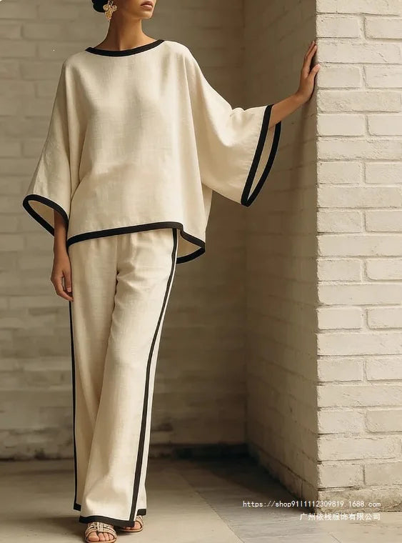 Women's Linen Lounge Set with Batwing Sleeves