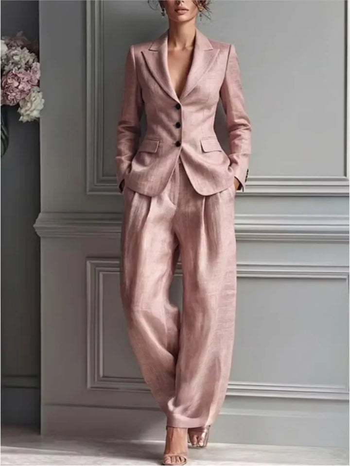 Women's Suit Shirt and Pants Two Piece Set
