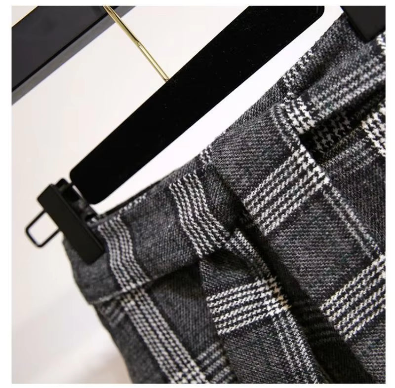 Women's Plaid Midi Skirt with Lace Up Detail
