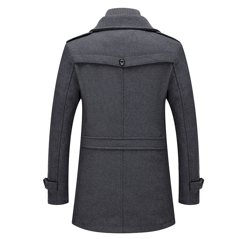 Men's Classic Double Collar Wool Pea Coat