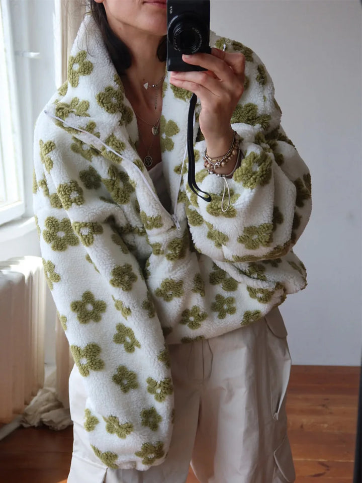 Women's Sherpa Floral Half Zip Pullover