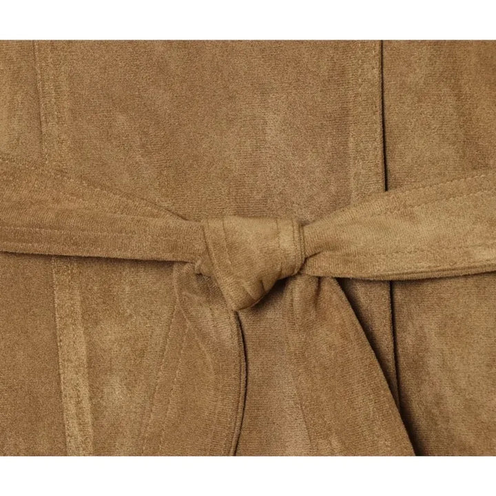 Women's Belted Faux Fur Jacket with High Neck