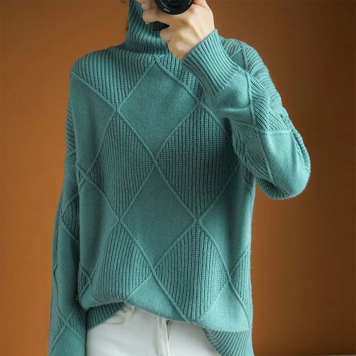 Women's Oversized Turtleneck Sweater, Textured Knit