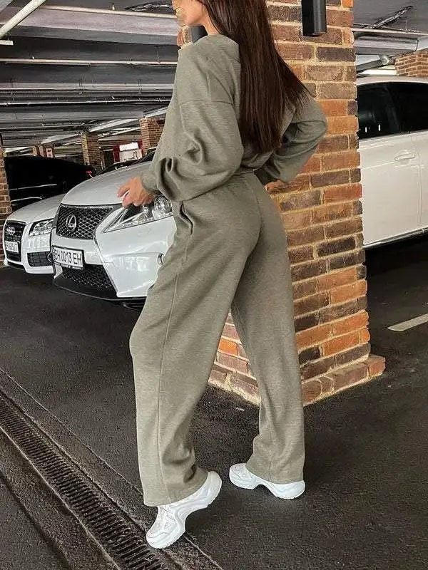 Women's Knit Cardigan and Trousers Two Piece Set