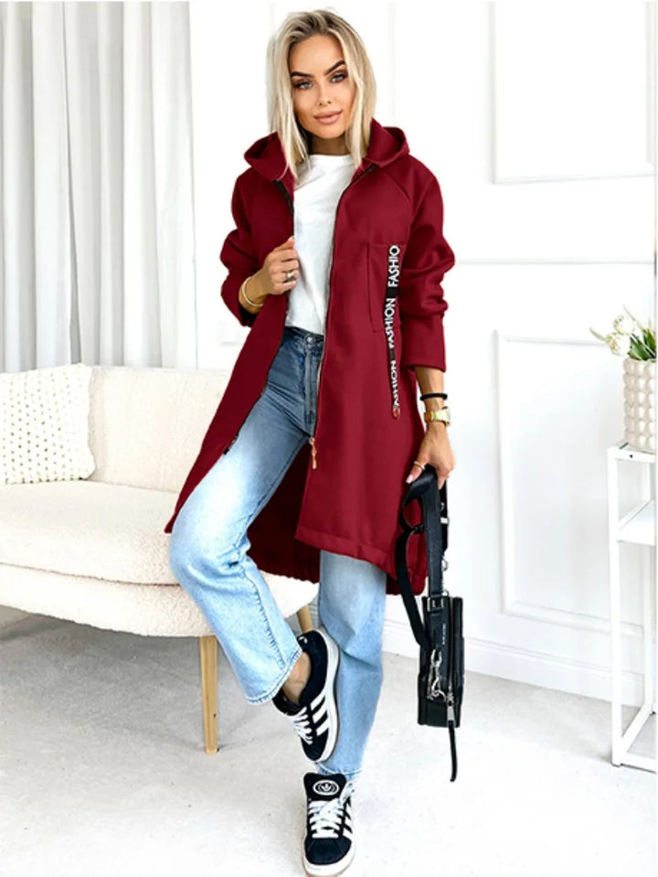 Women's Hooded Fleece Zip Coat, Extra Long