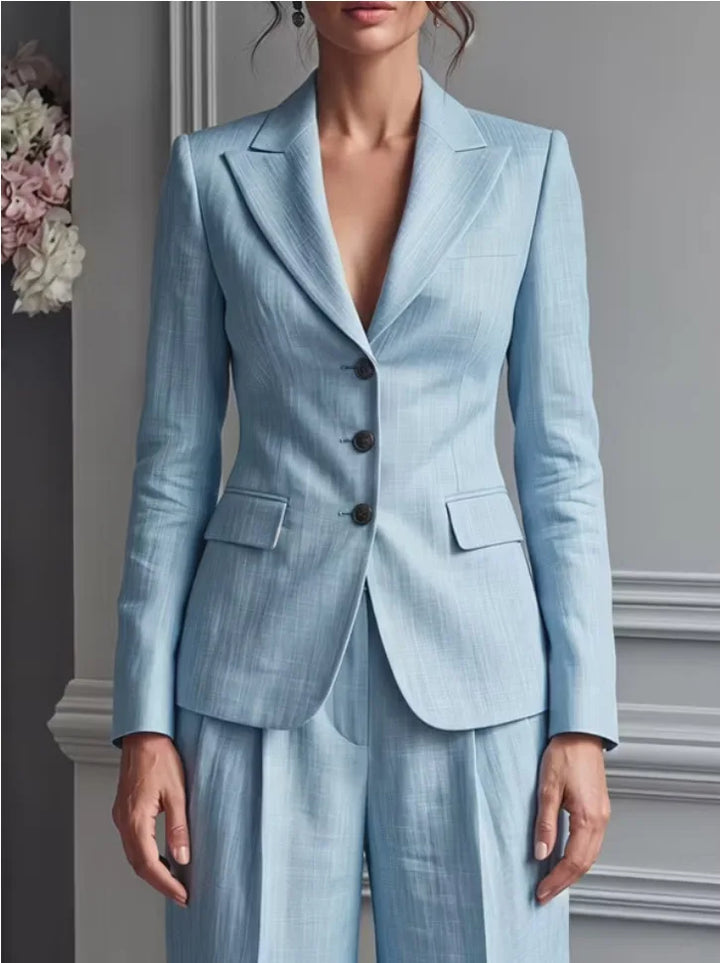 Women's Suit Shirt and Pants Two Piece Set