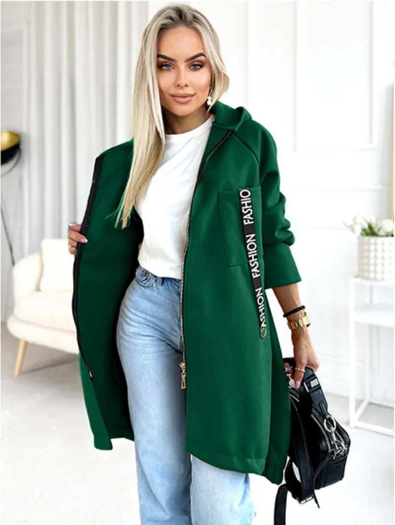 Women's Hooded Fleece Zip Coat, Extra Long